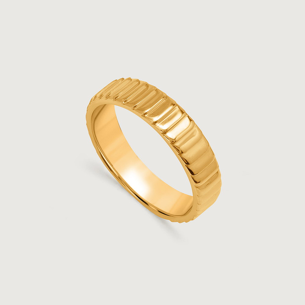 Grooved Glory 18KT Gold Finger Ring,,hi-res thumbnail 3