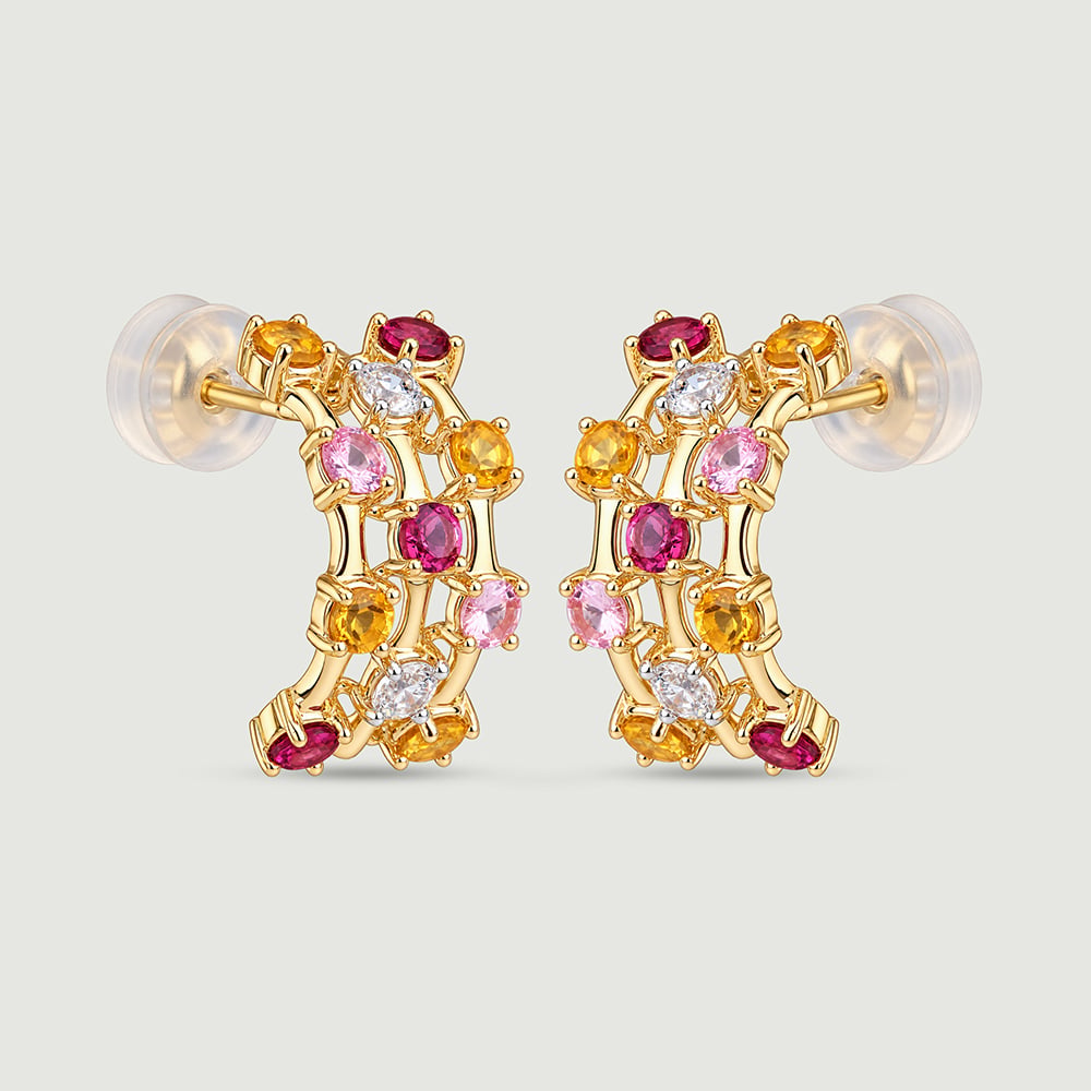 Warm Radiant Citrine Sapphire and Garnet Hoop Earrings,,hi-res thumbnail 3
