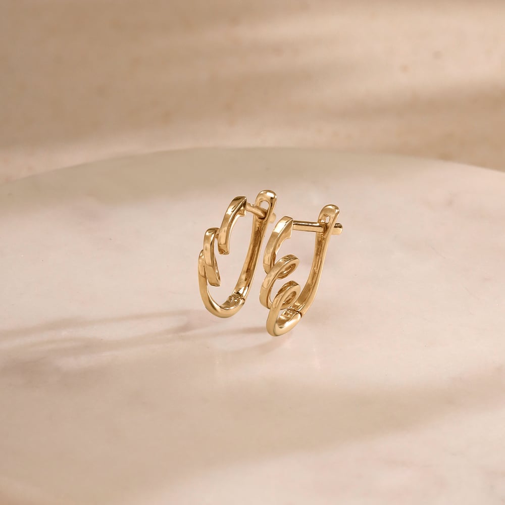 Playful Spiral Gold Hoop Earrings