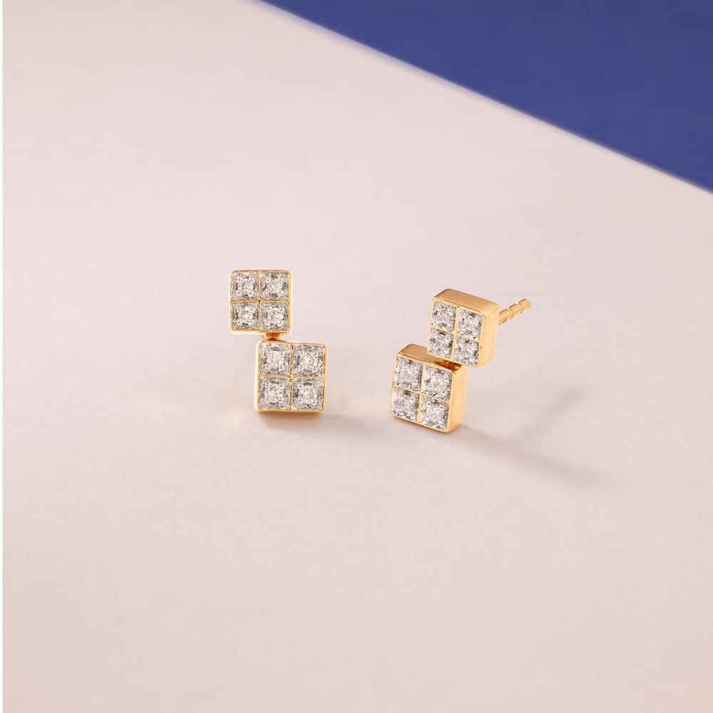 Chic Geometric Diamond Stud Earrings