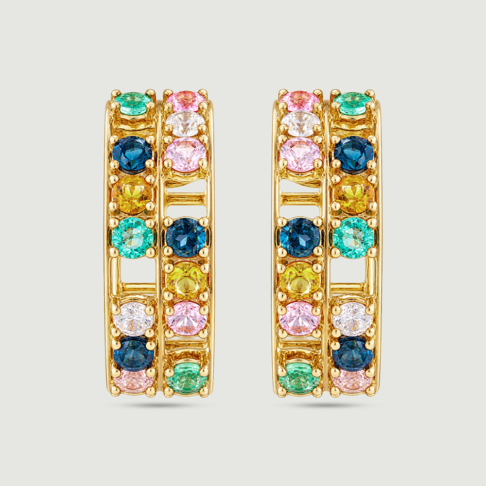 Vibrant Mosaic Multicolour Hoop Earrings