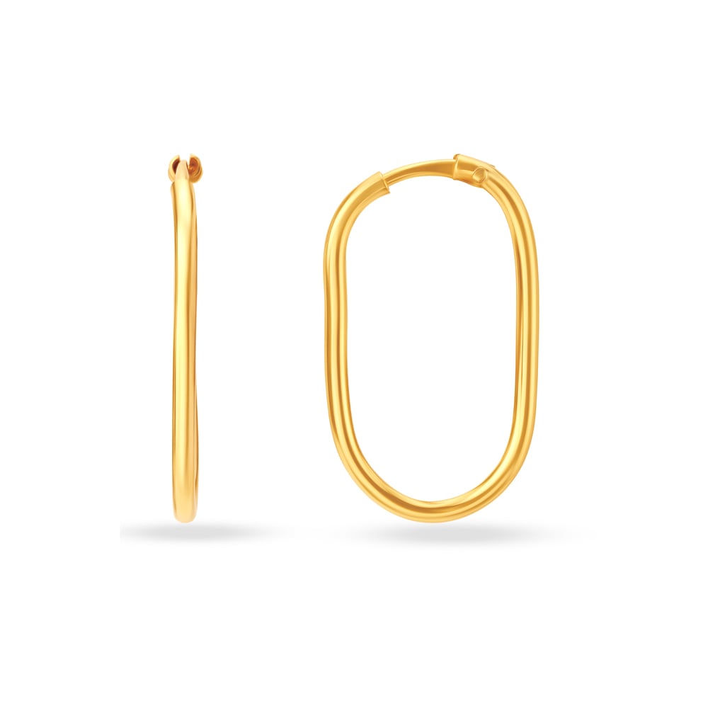 22KT Yellow Gold Stately Contemporary Hoop Earrings,,hi-res thumbnail 2