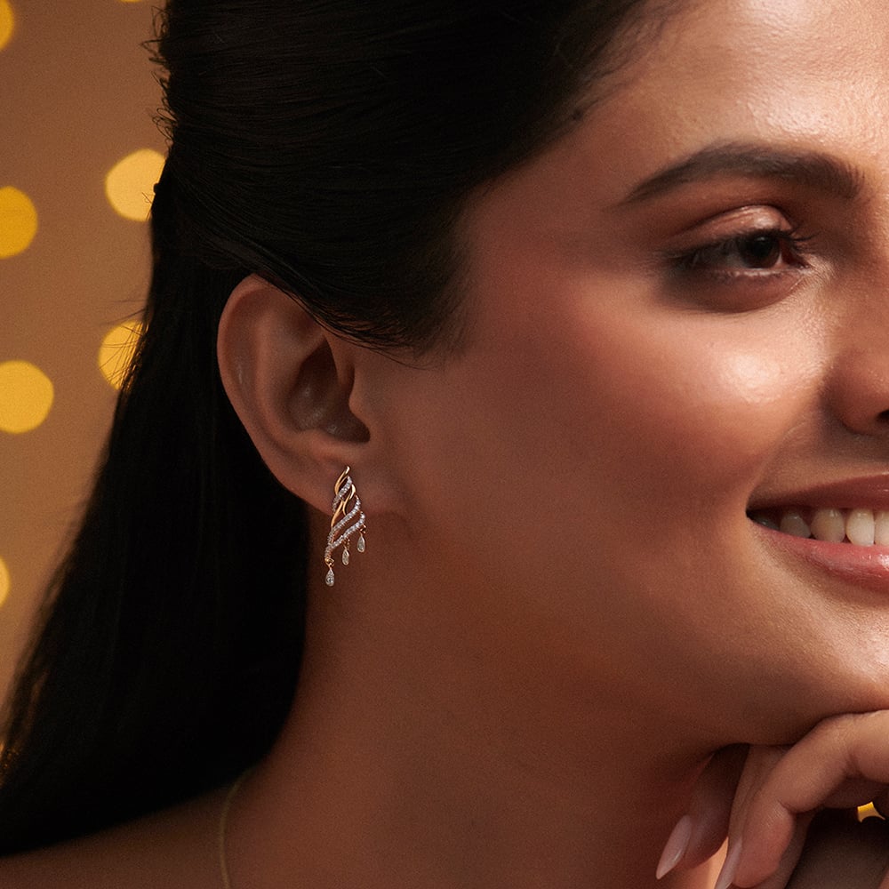 Luminous Rippling Diamond Drop Earrings,,hi-res thumbnail 2