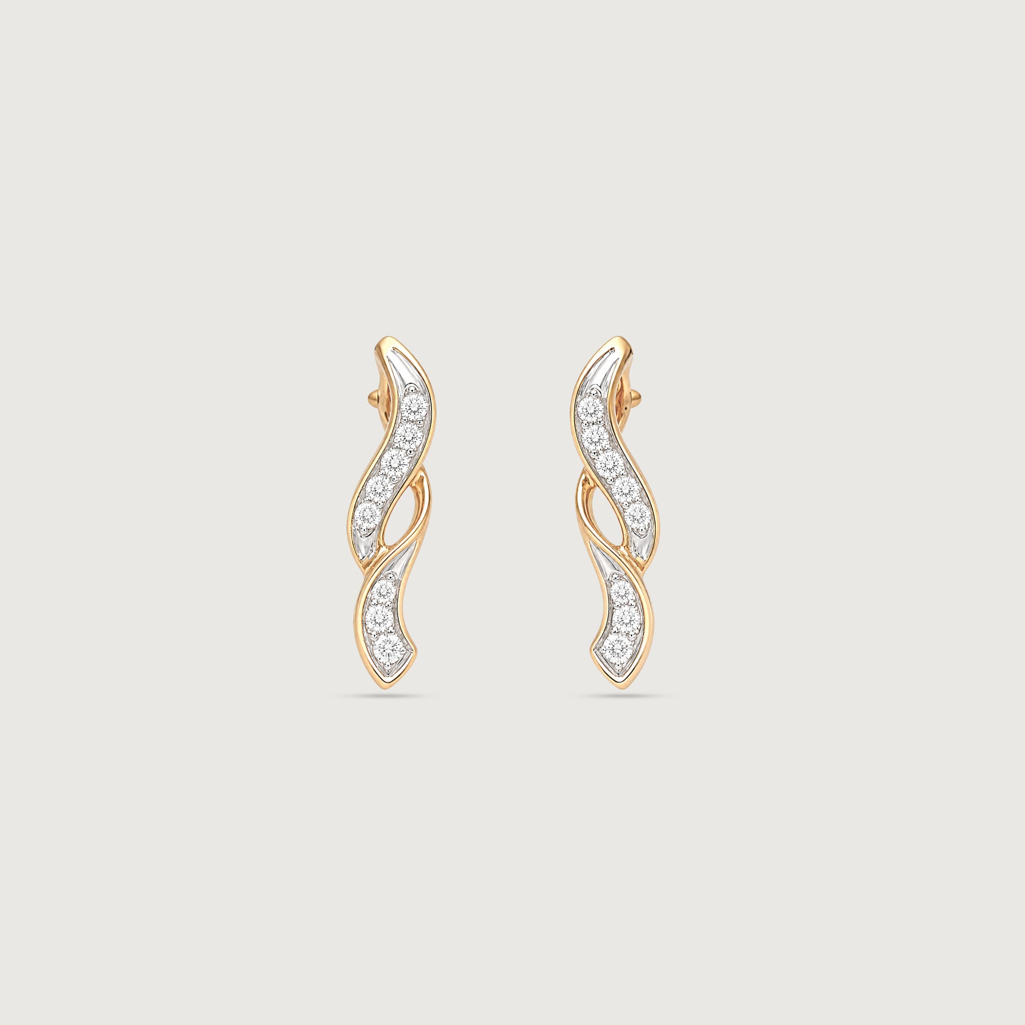 Flowing Whisper Diamond Stud Earrings
