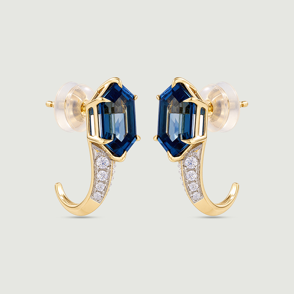 Blue Radiance Topaz Gold Hoop Earrings,,hi-res thumbnail 5
