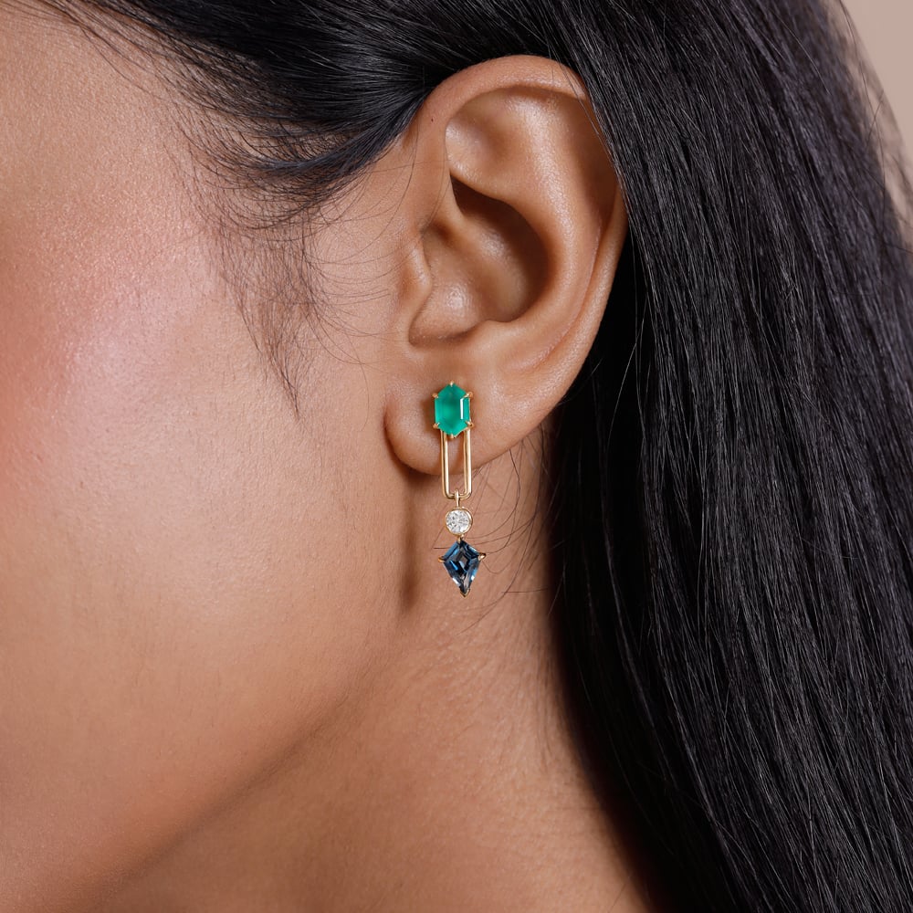 Fresh Geometric Onyx and Topaz Drop Earrings,,hi-res thumbnail 2