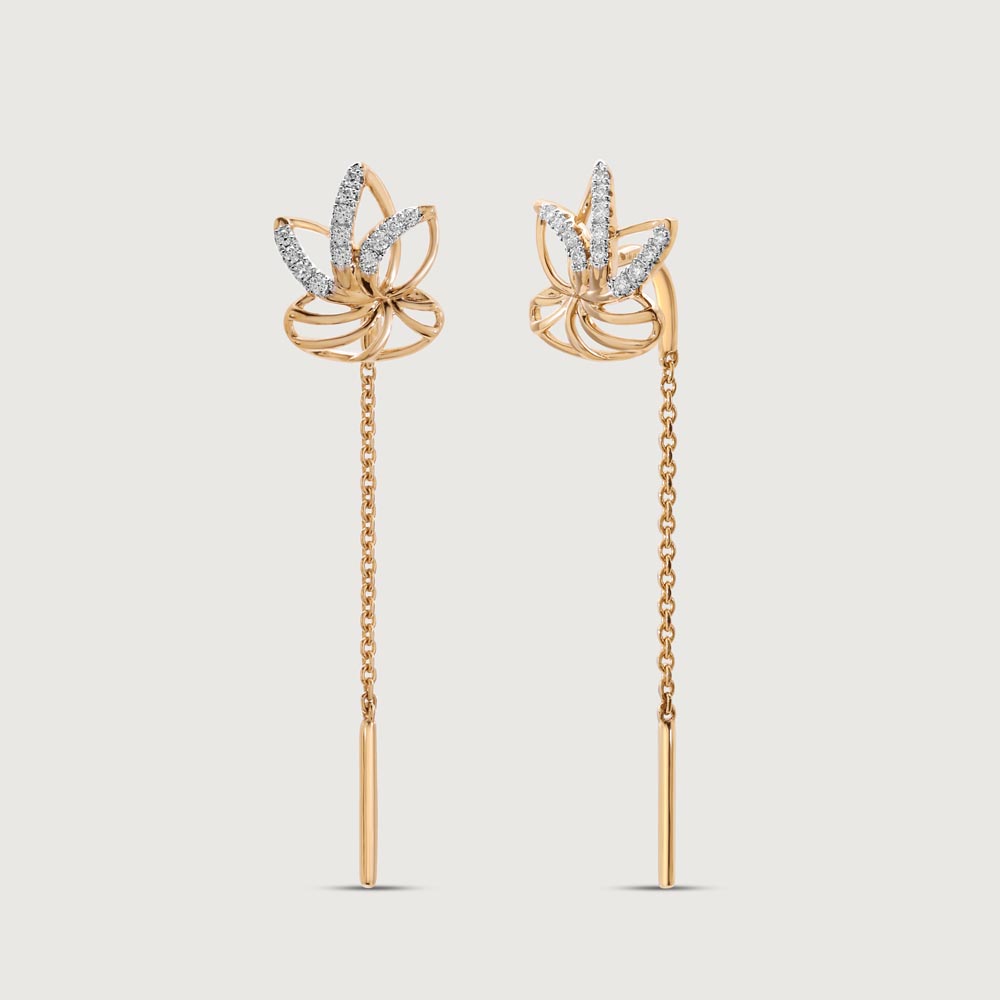 Lotus Bloom Diamond Sui Dhaga Earrings,,hi-res thumbnail 4