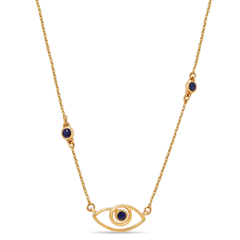 14KT Yellow Gold Minimalist Evil Eye Necklace,,hi-res thumbnail 3