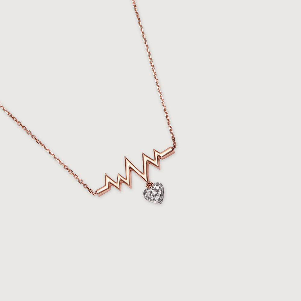 14KT Rose Gold Heartbeat Diamond Necklace,,hi-res thumbnail 4