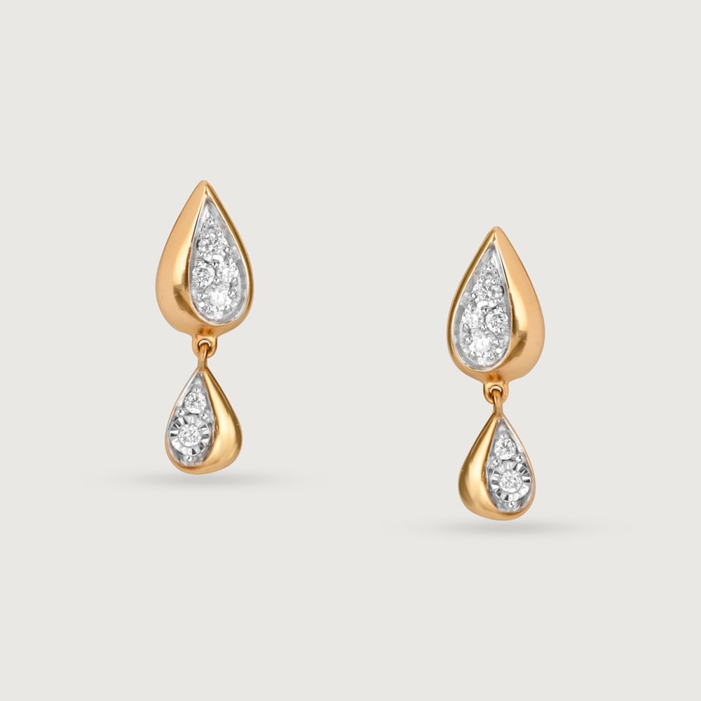 Teardrop Whisper 14 Kt Gold & Diamond Drop Earrings,,hi-res thumbnail 3