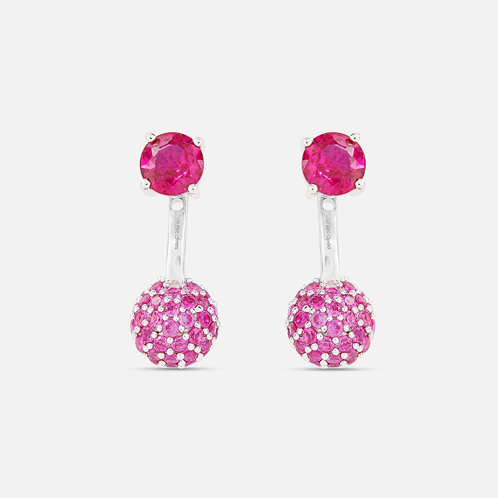 Dramatic Pink Silver Drop Earrings,,hi-res thumbnail 3