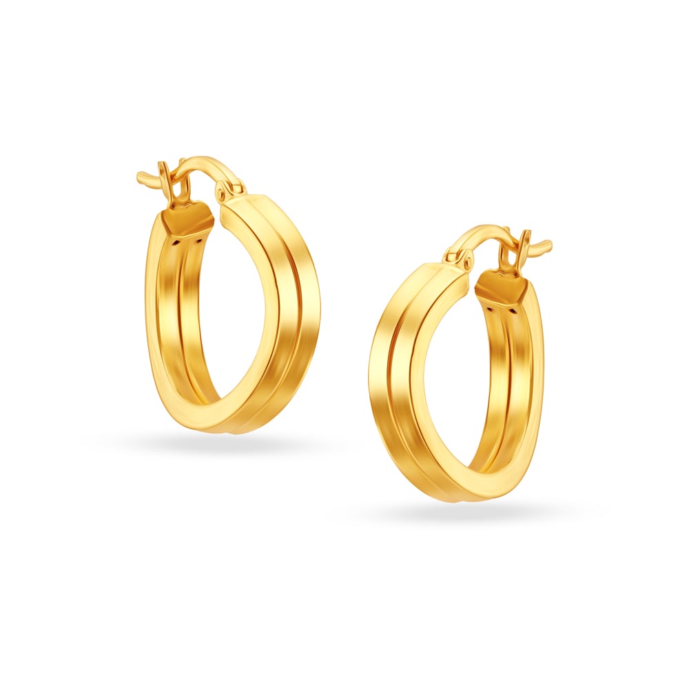 22KT Yellow Gold Subtle Glamorous Hoop Earrings,,hi-res thumbnail 3