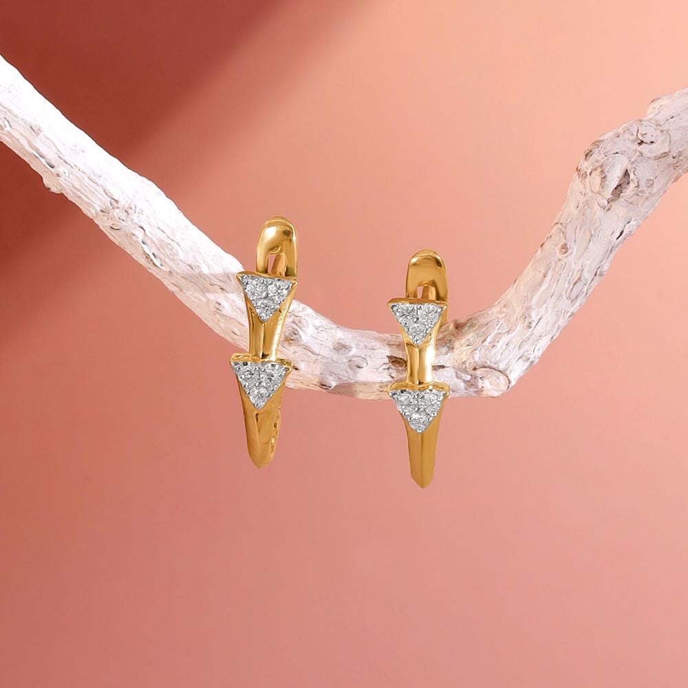 Playful Geometry Diamond Hoop Earrings