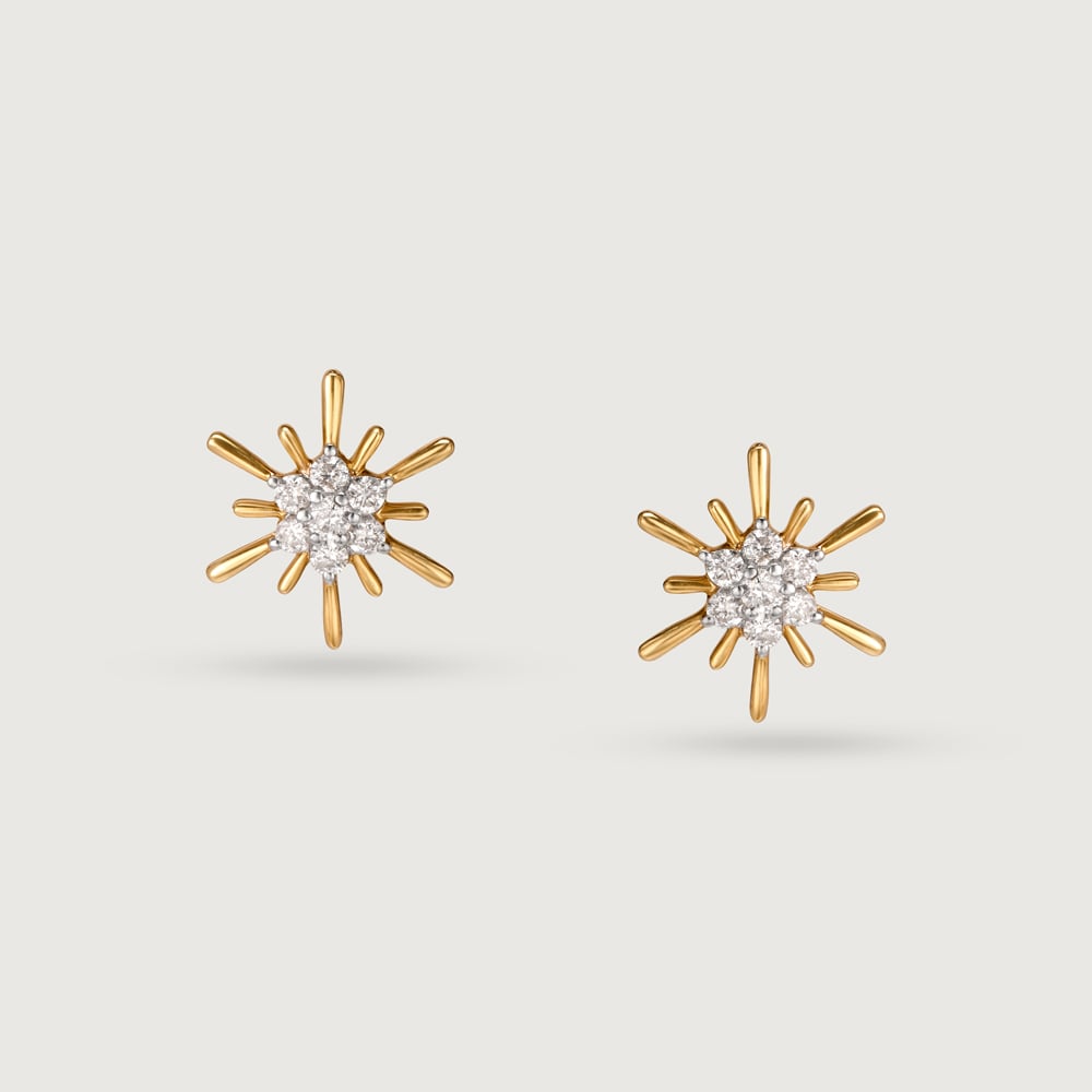 Diamond Gilded Galaxy 14KT Yellow Gold Stud Earrings,,hi-res thumbnail 3