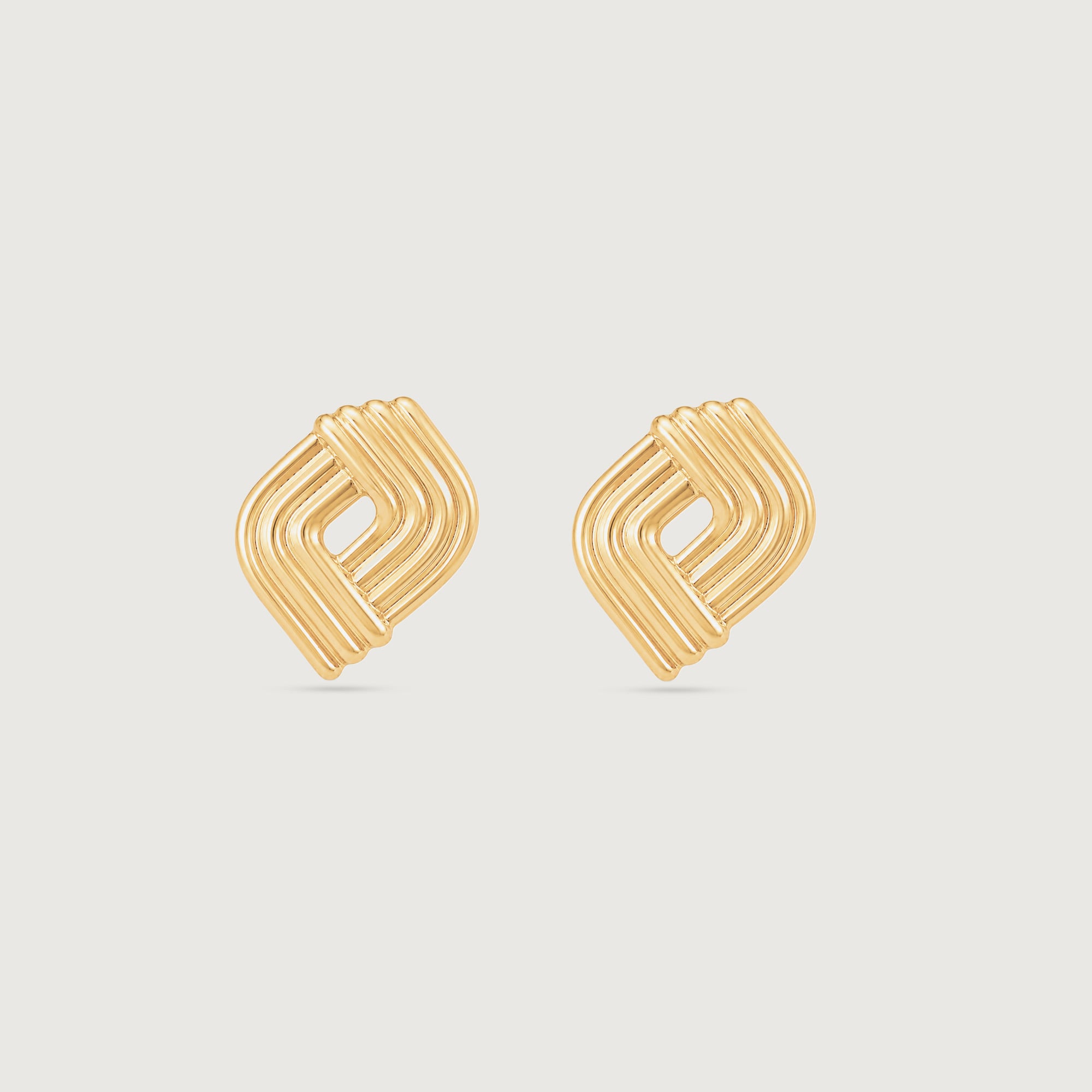 Layered Rhythm Gold Stud Earrings