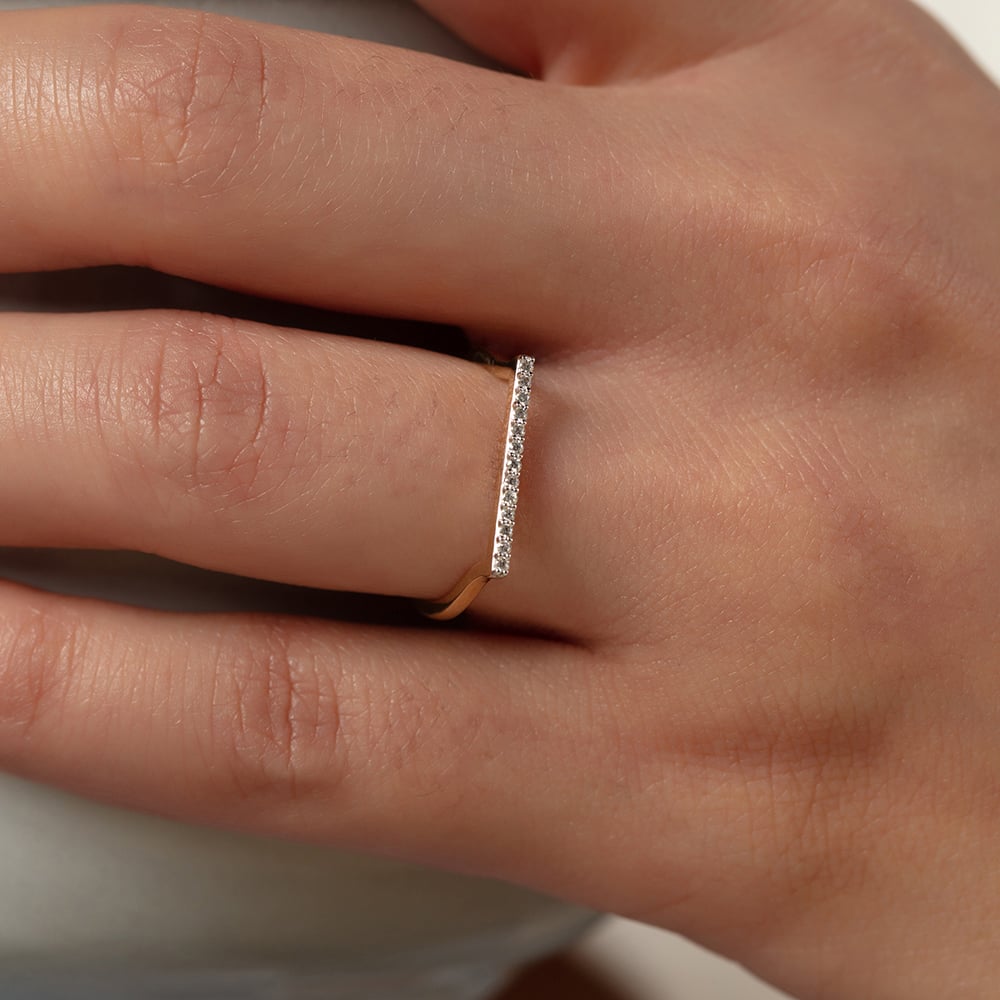 Classic Sleek Gold & Diamond Ring,,hi-res thumbnail 2