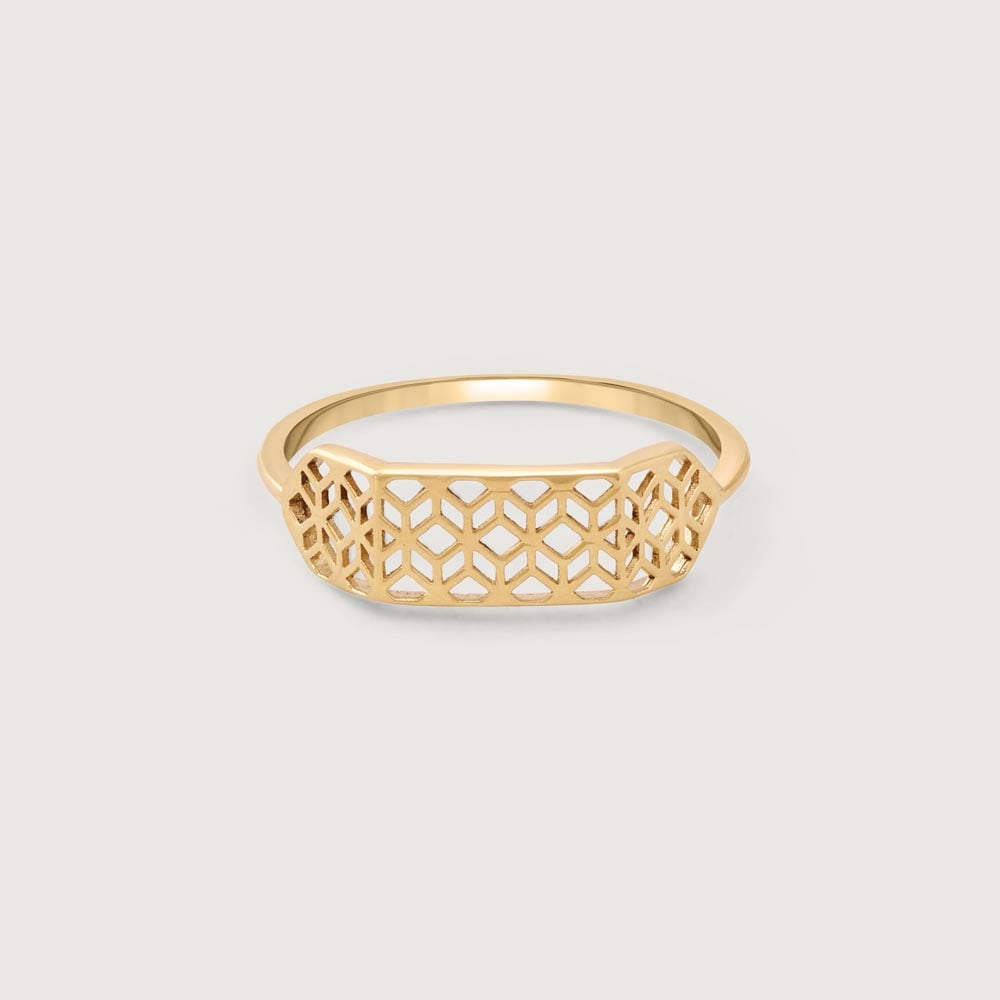 Chic Lattice Gold Ring,,hi-res thumbnail 3