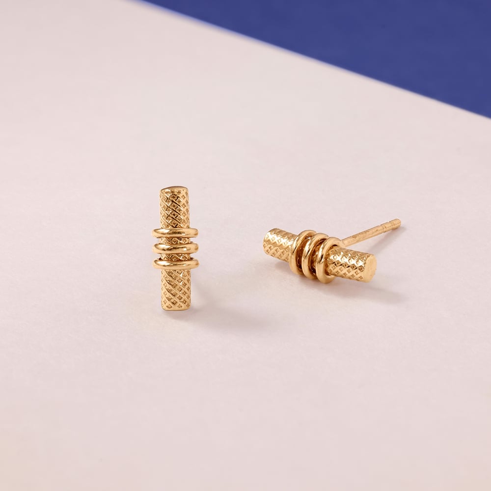 Textured Wrapped Gold Stud Earrings