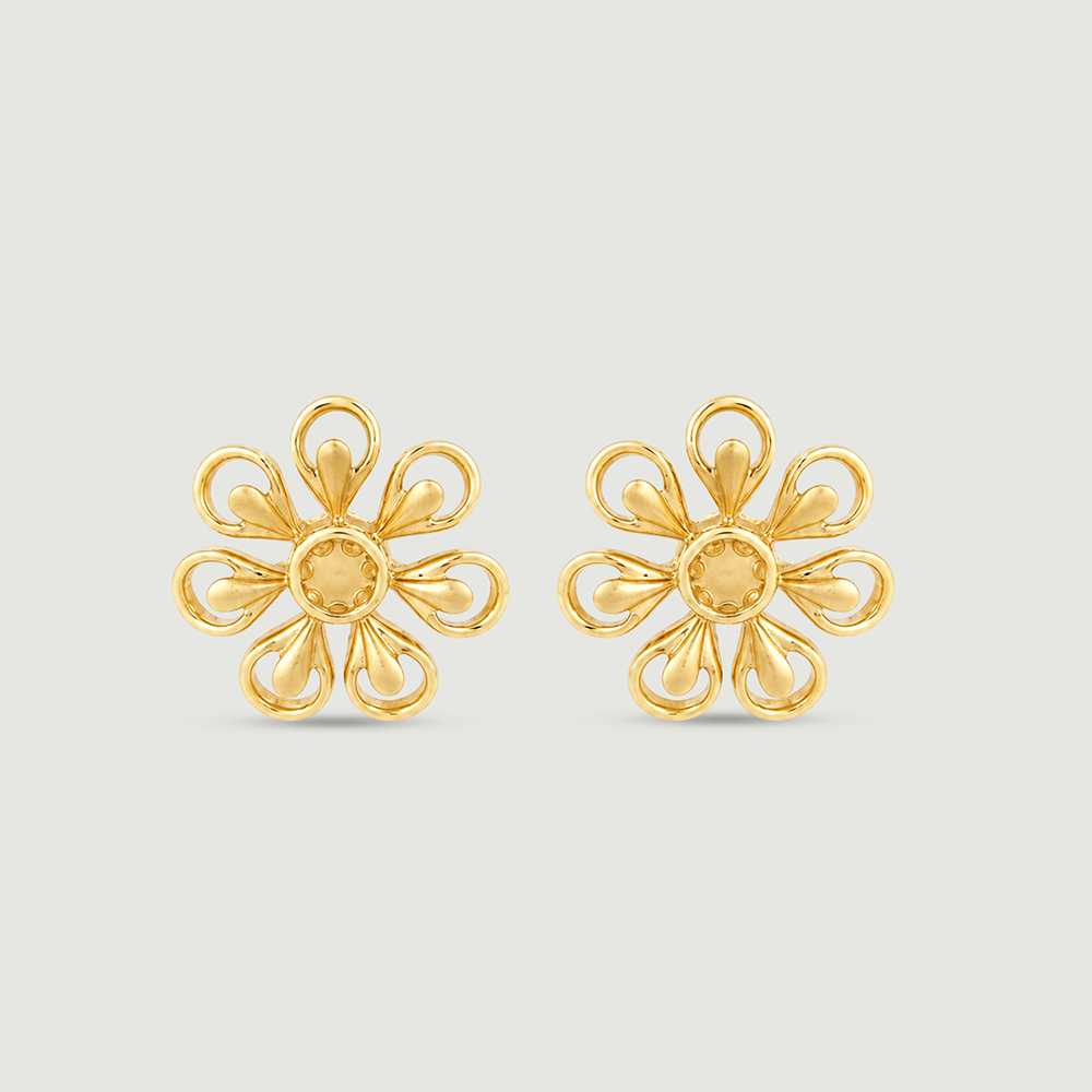 Radiant Floral Gold Stud Earrings,,hi-res thumbnail 2