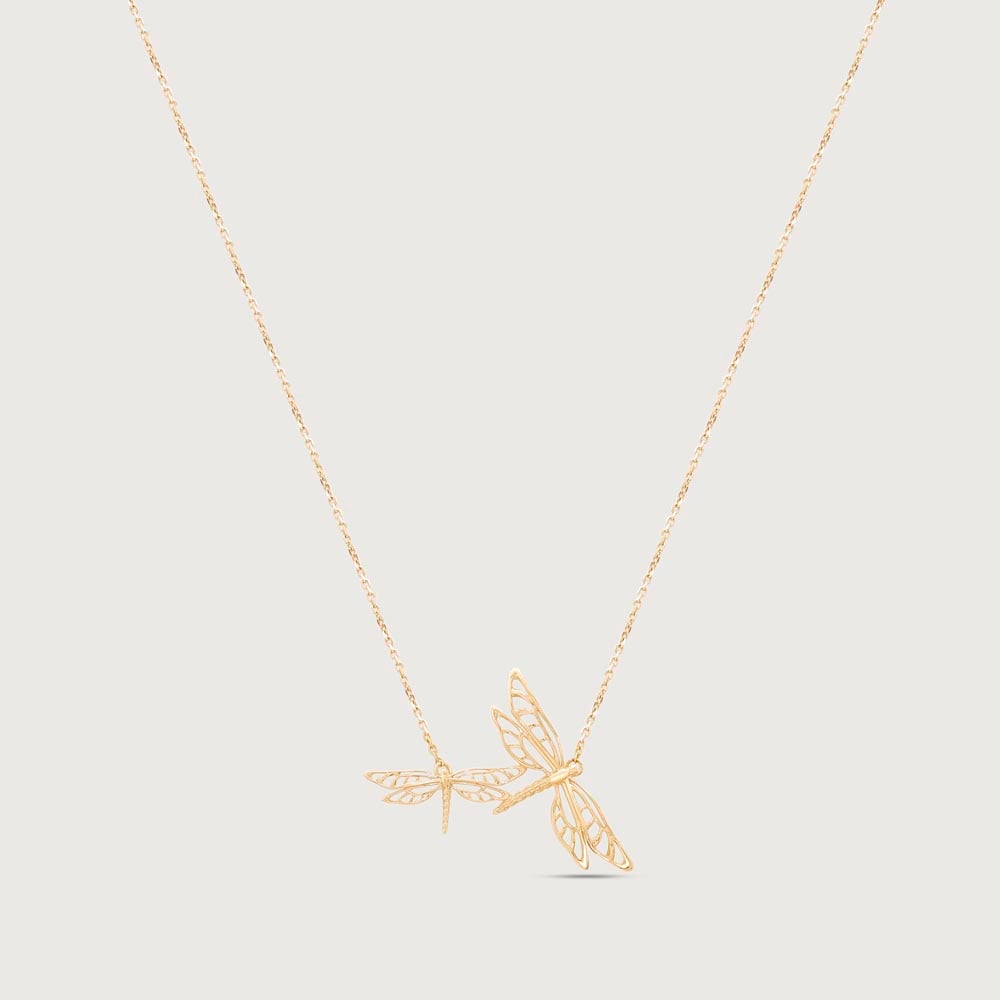 Twin Dragonfly Gold Necklace,,hi-res thumbnail 3
