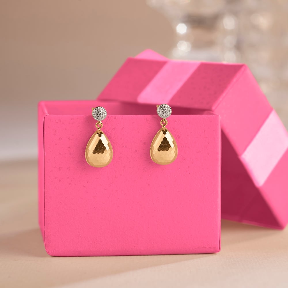 Luminous Textured Diamond Drop Earrings