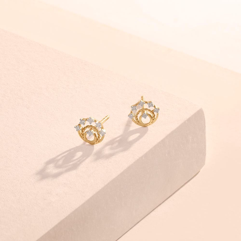 Crown Loop Diamond Stud Earrings