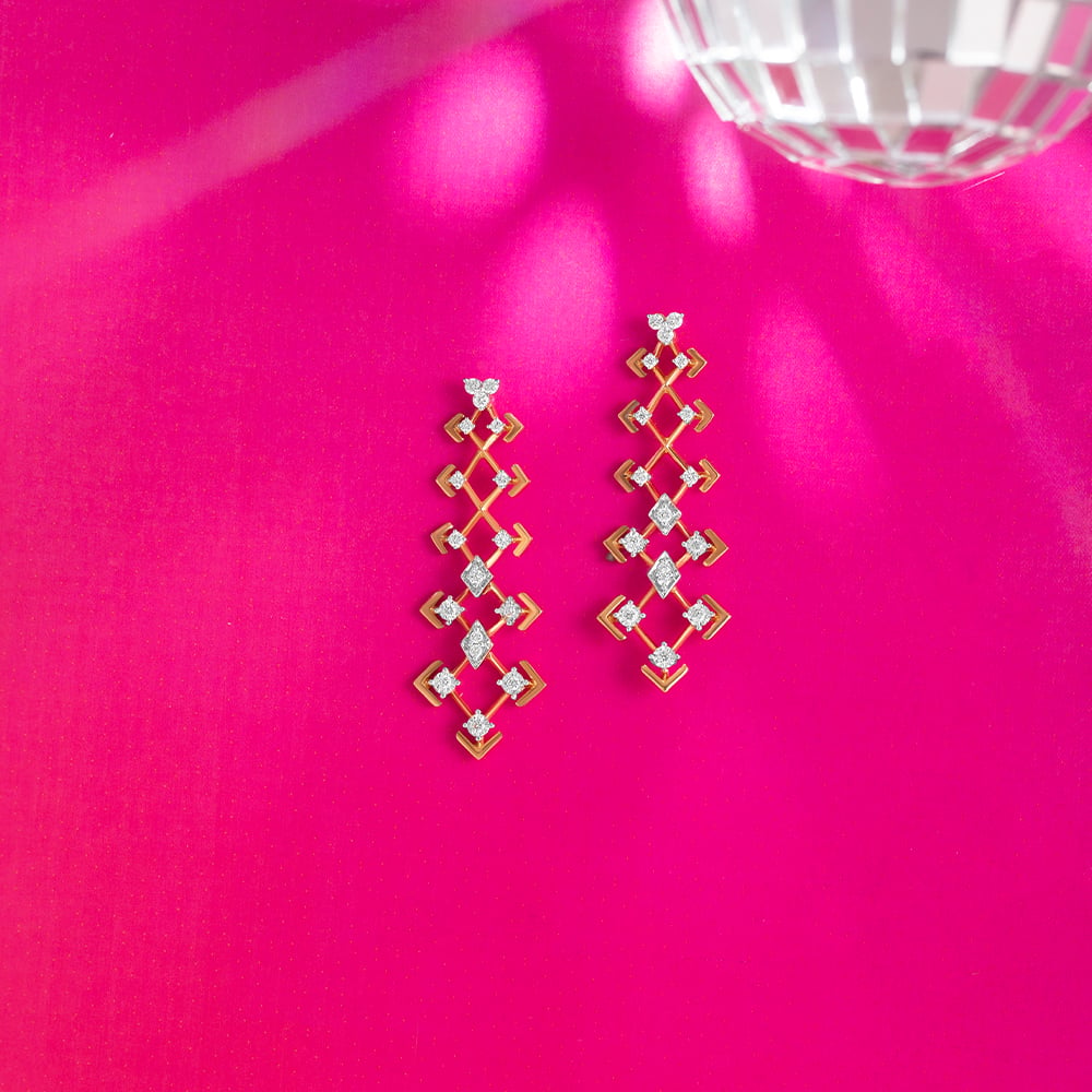 Disco Dream Gold & Diamond Drop Earrings,,hi-res thumbnail 2