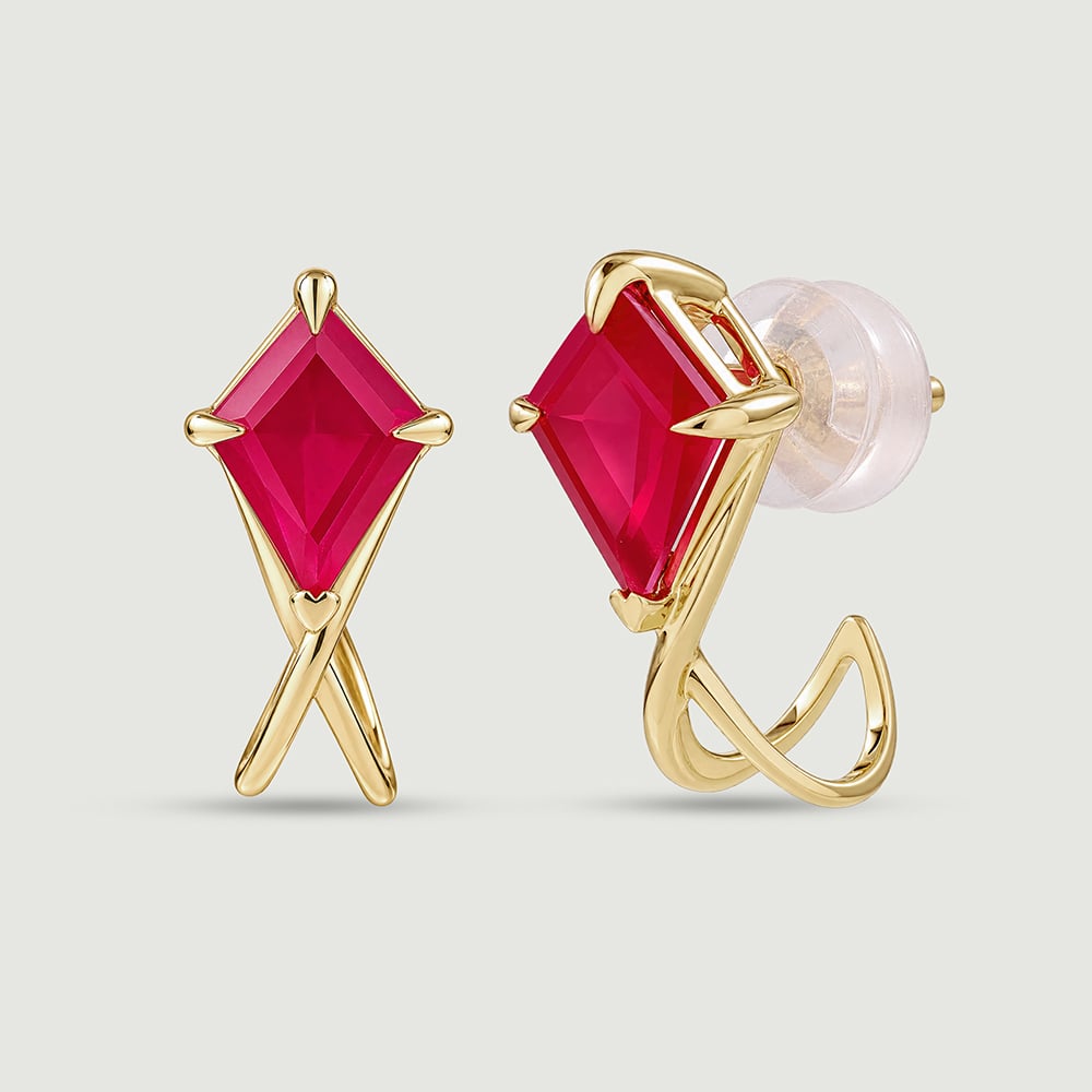 Twisted Red Gold Hoop Earrings,,hi-res thumbnail 2