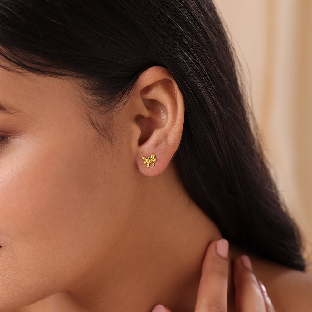 Enchanted Butterfly 14KT Gold Stud Earring,,hi-res thumbnail 2