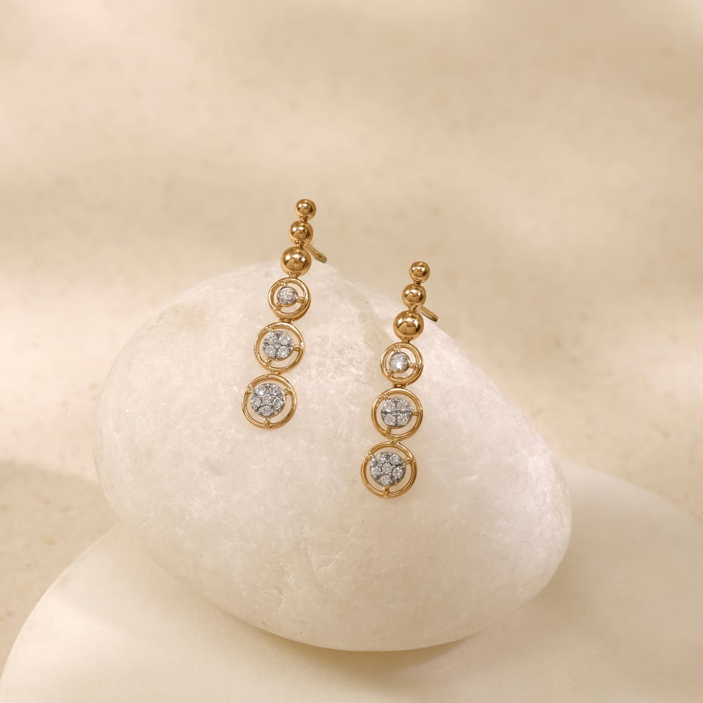 Poised Orbit Diamond Drop Earrings