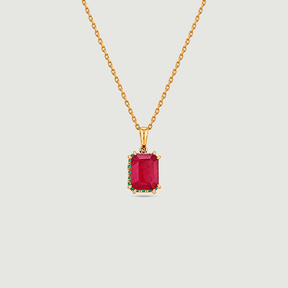 Bold Framed Onyx and Ruby Pendant,,hi-res thumbnail 4