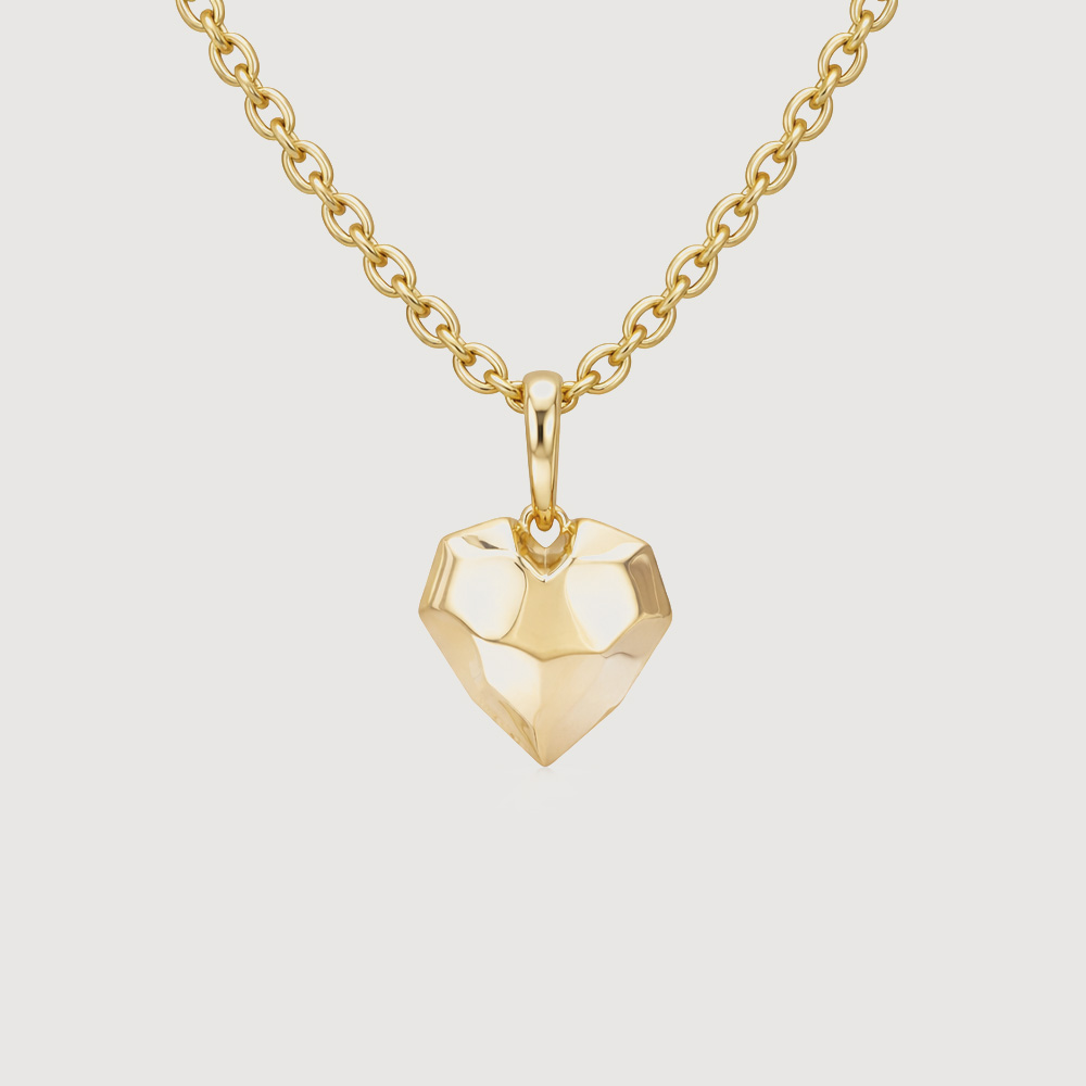 Faceted Heart Gold Pendant,,hi-res thumbnail 3