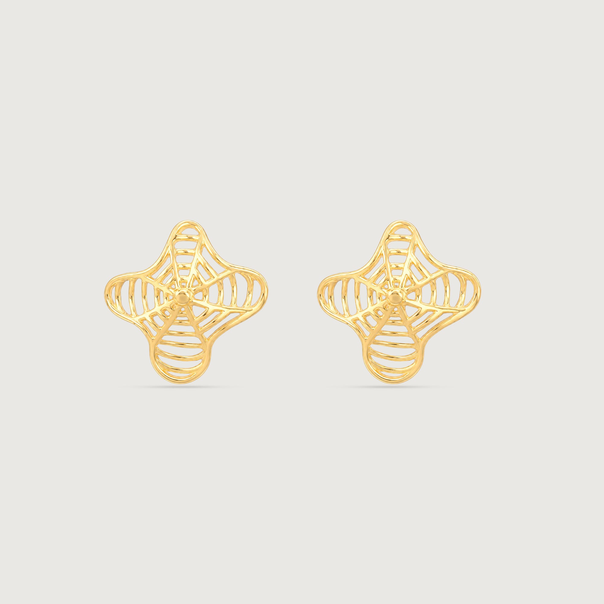 Fluid Bloom Gold Stud Earrings
