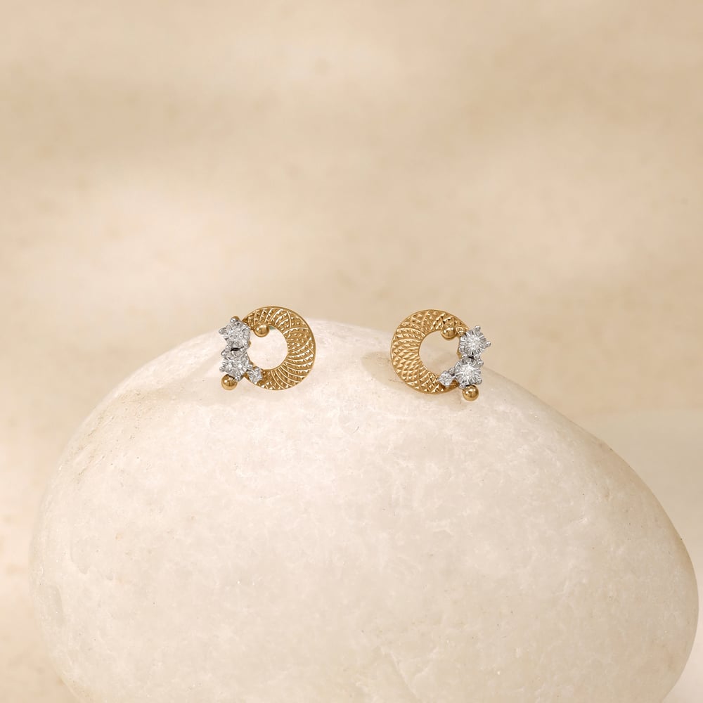 Textured Orbit Diamond Stud Earrings