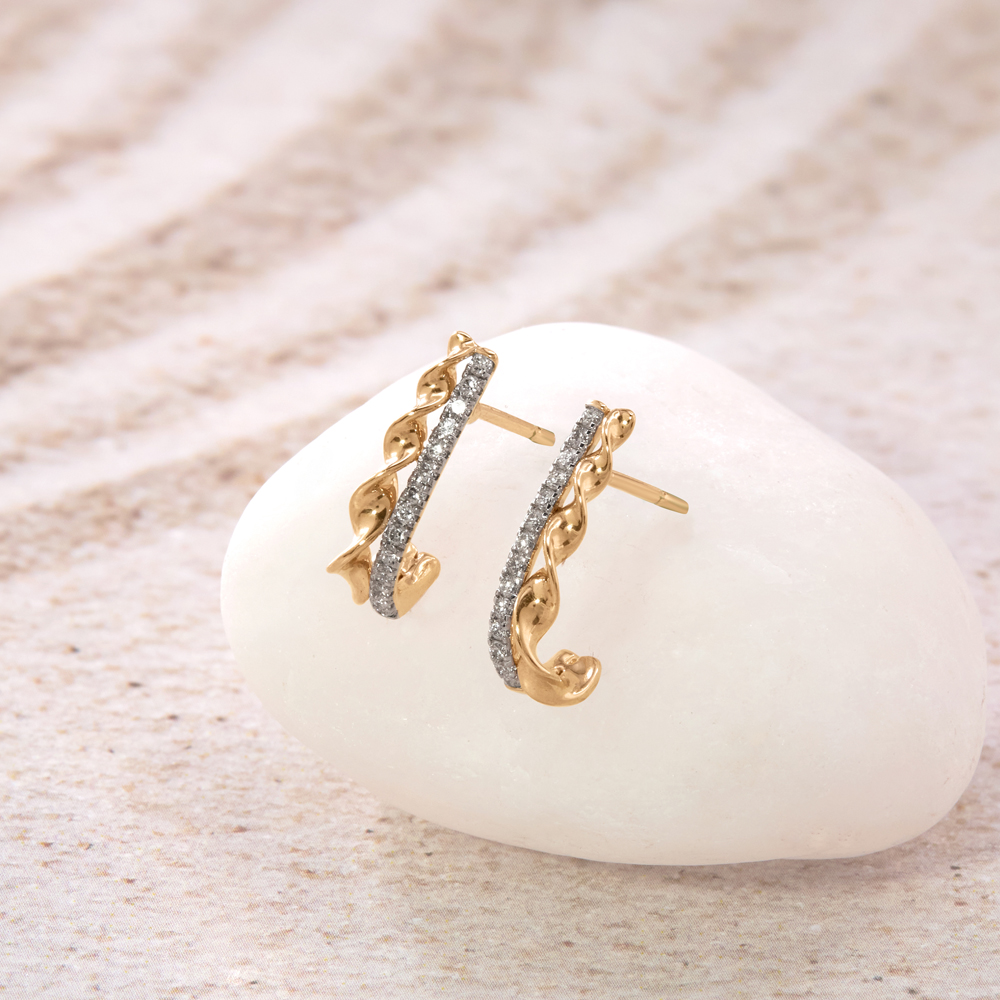 Twisted Rhythm Diamond Hoop Earrings