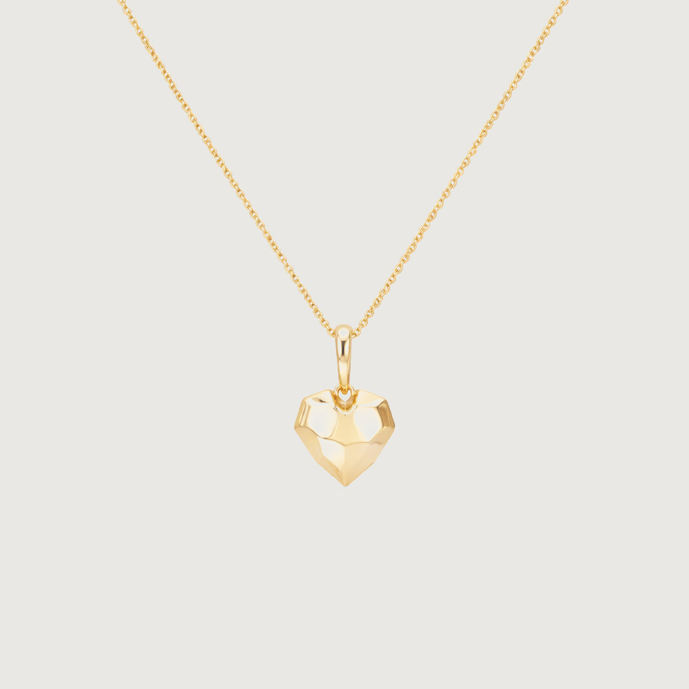 Faceted Heart Gold Pendant,,hi-res thumbnail 4