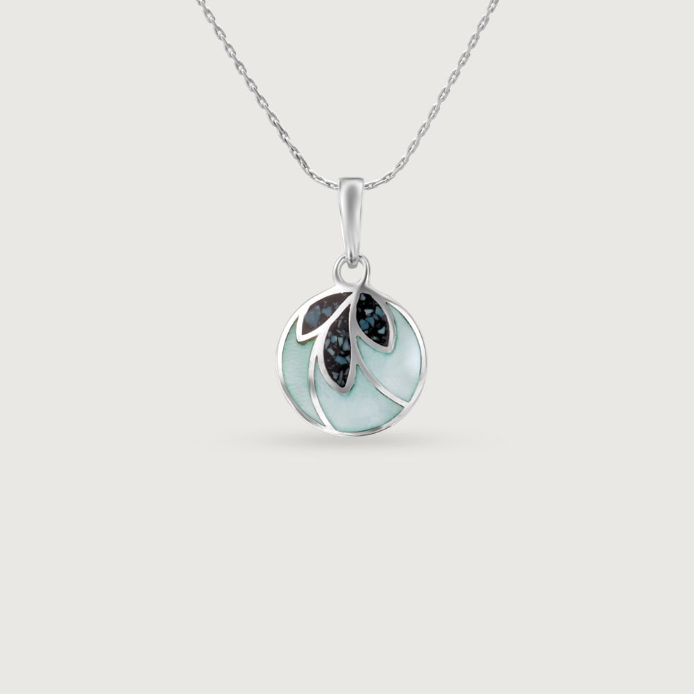 Artistic Botanical Turquoise Silver Pendant,,hi-res thumbnail 3