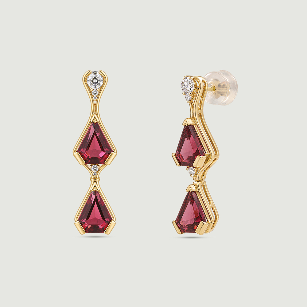 Vibrant Geometric Garnet Drop Earrings,,hi-res thumbnail 4