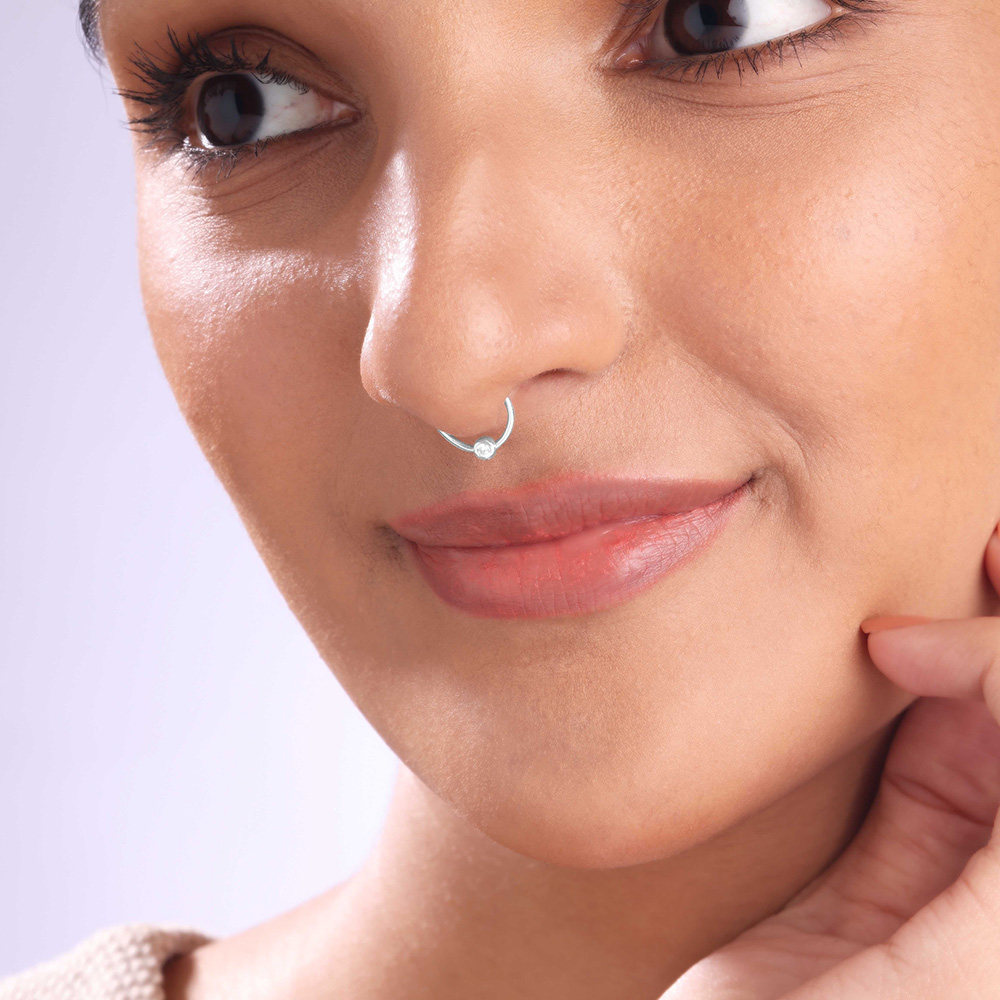 Sleek Beam Silver Septum Ring,,hi-res thumbnail 2