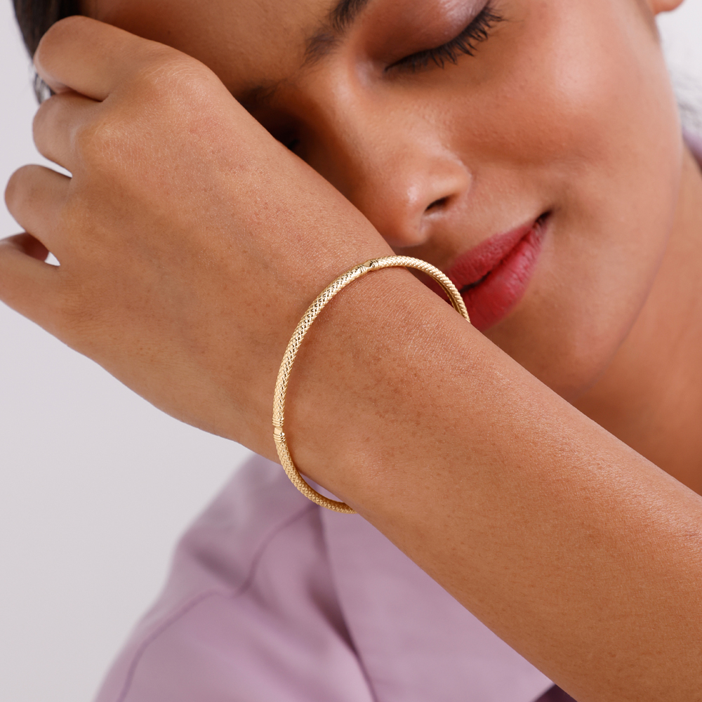 Textured Classic Gold Bangle,,hi-res thumbnail 2