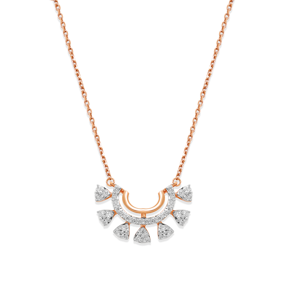 14KT Rose Gold Curved to Perfection Diamond Pendant with Chain,,hi-res thumbnail 2