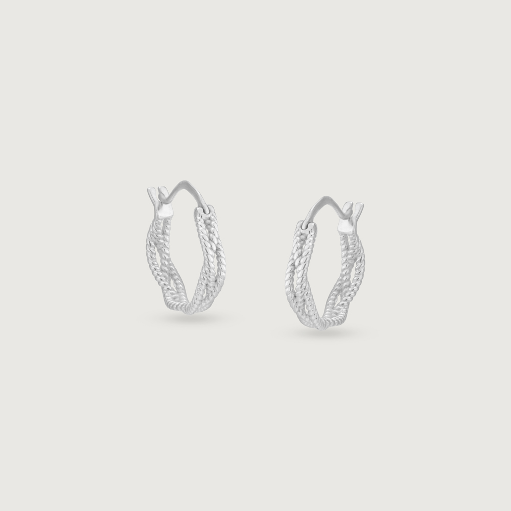 Braided Luster Silver Hoop Earrings,,hi-res thumbnail 3