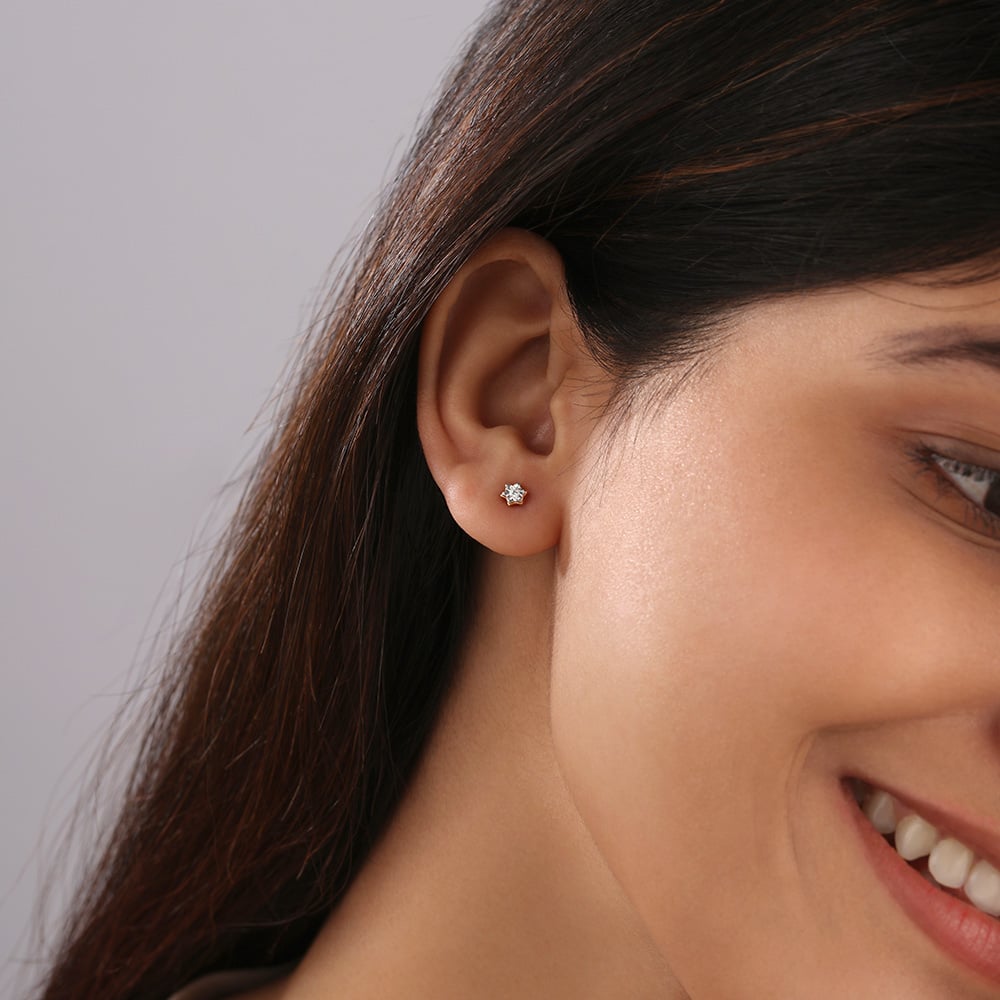 Twinkling Stars 14Kt Diamond Stud Earrings,,hi-res thumbnail 2