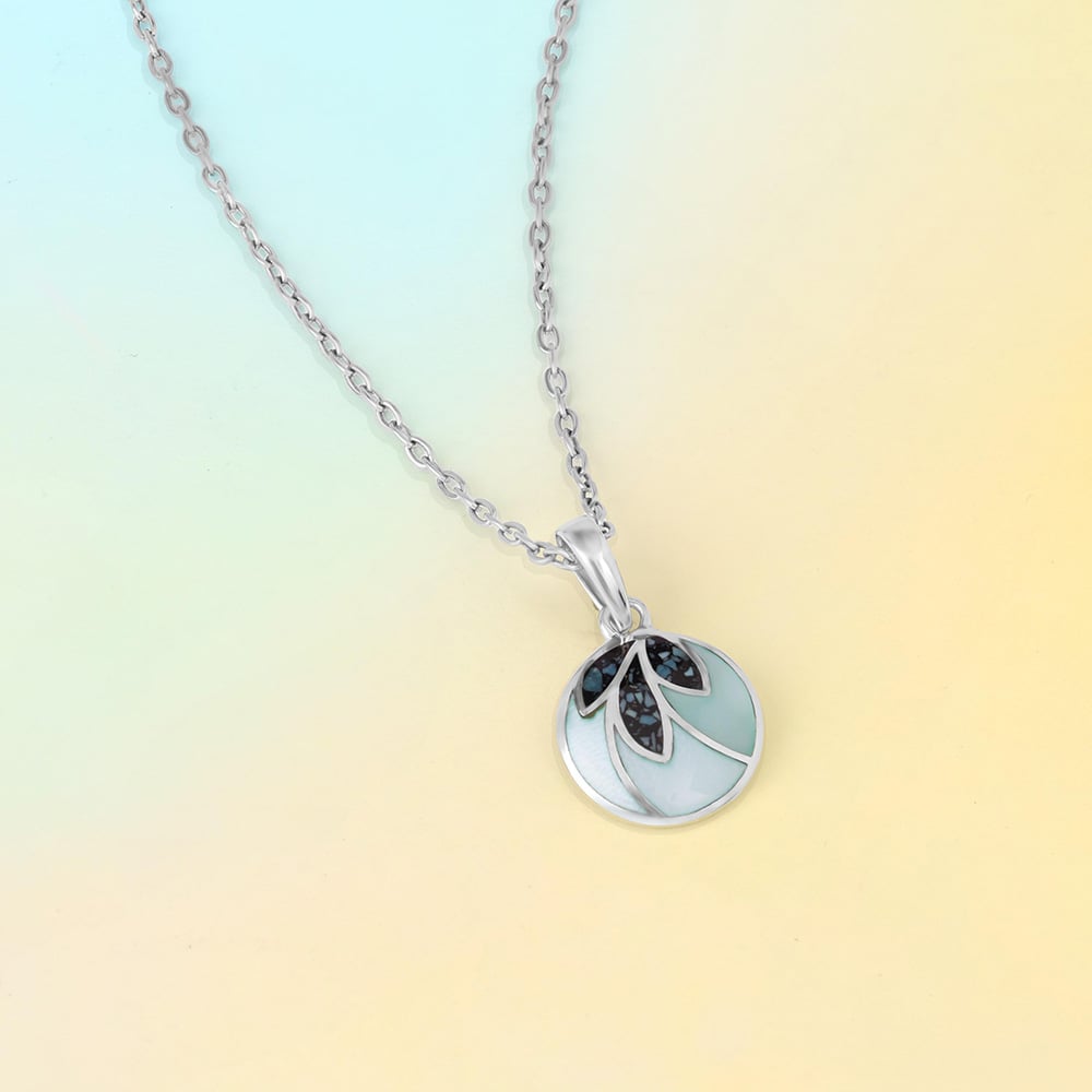 Artistic Botanical Turquoise Silver Pendant