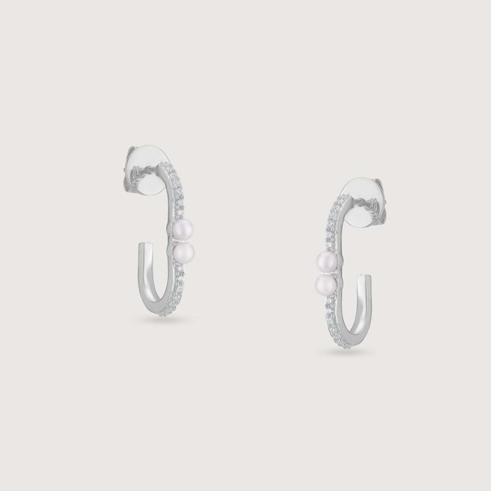Twinkle Duo Silver Hoop Earrings,,hi-res thumbnail 3