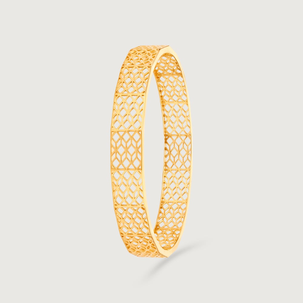 Elegant Geometric Gold Bangle,,hi-res thumbnail 4