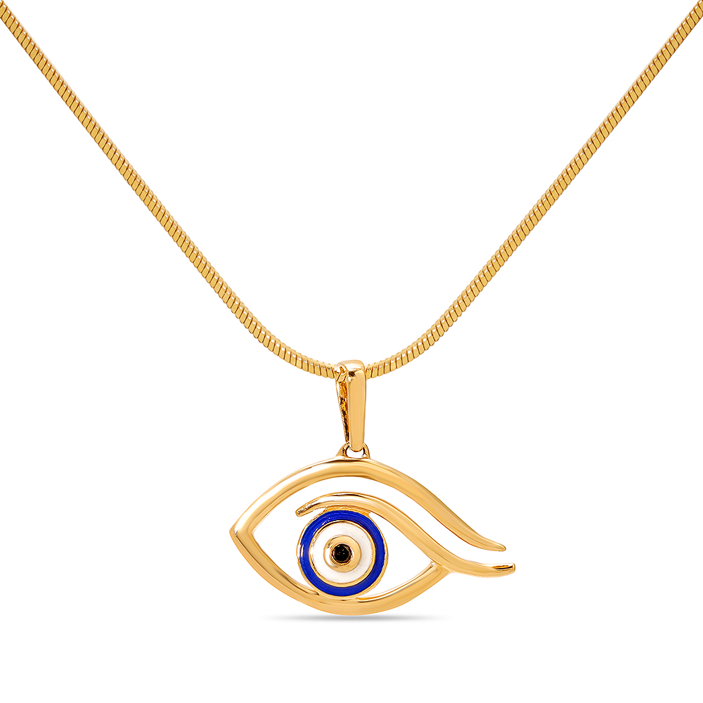 14KT Yellow Gold Minimal Evil Eye Pendant,,hi-res thumbnail 3