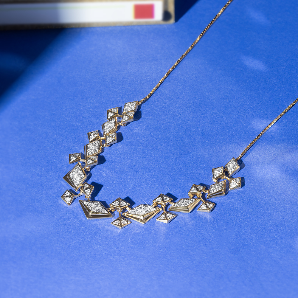 Disco Beat Gold & Diamond Necklace,,hi-res thumbnail 2