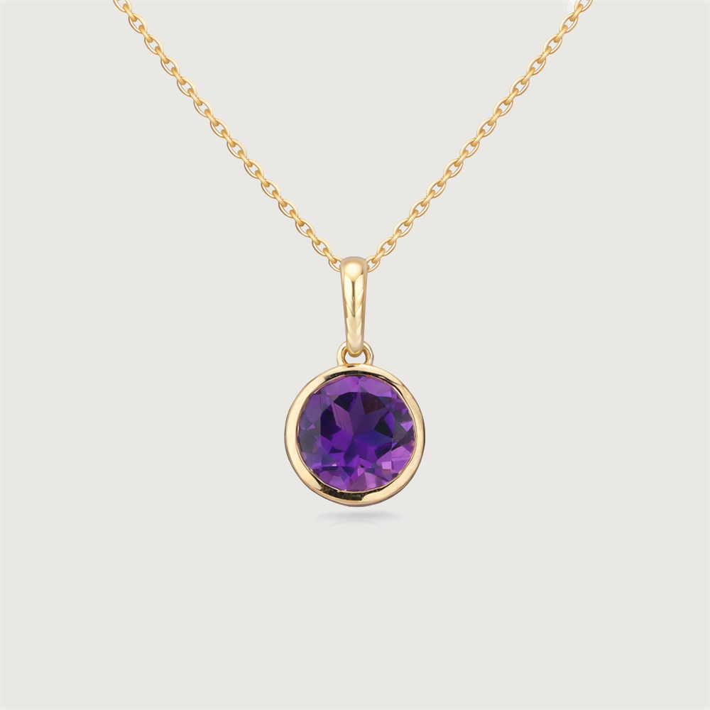 Refined Dainty Amethyst Gold Pendant,,hi-res thumbnail 3