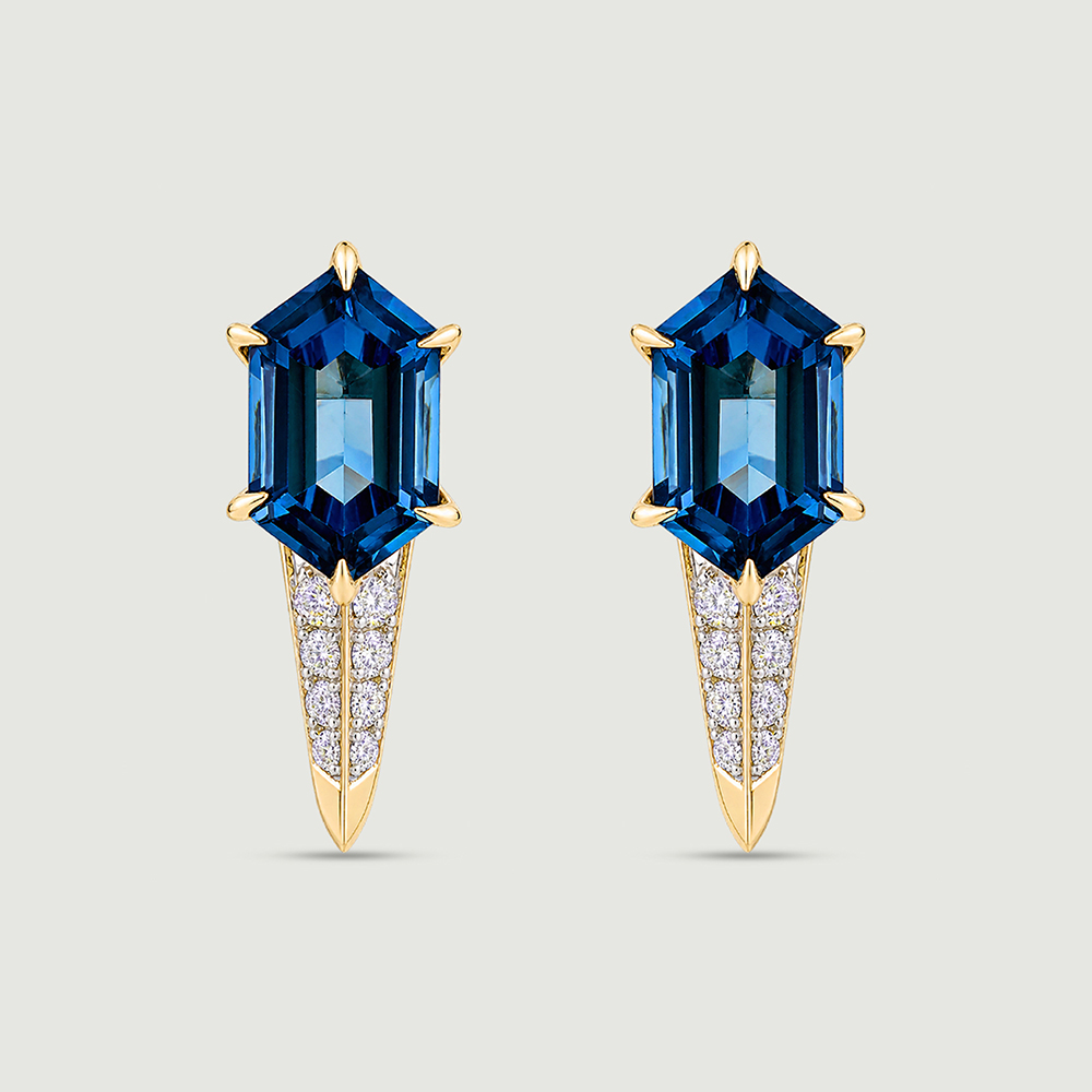 Blue Radiance Topaz Gold Hoop Earrings,,hi-res thumbnail 3